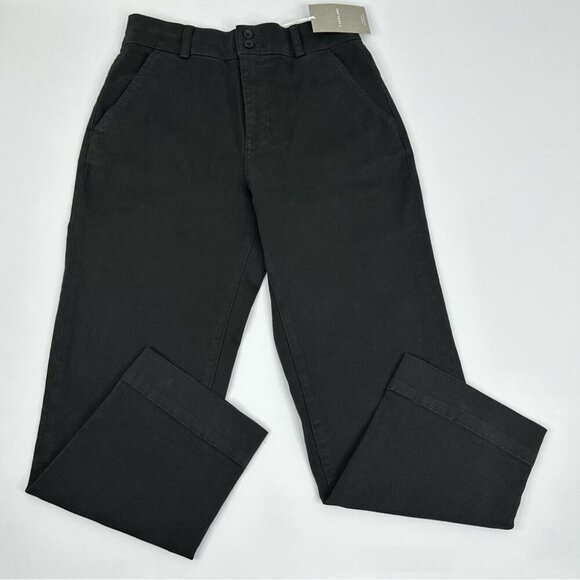 Everlane Women’s NWT Black Organic Cotton Straight-Leg Designer Pant‎ 6/W29/L26 - Picture 1 of 10